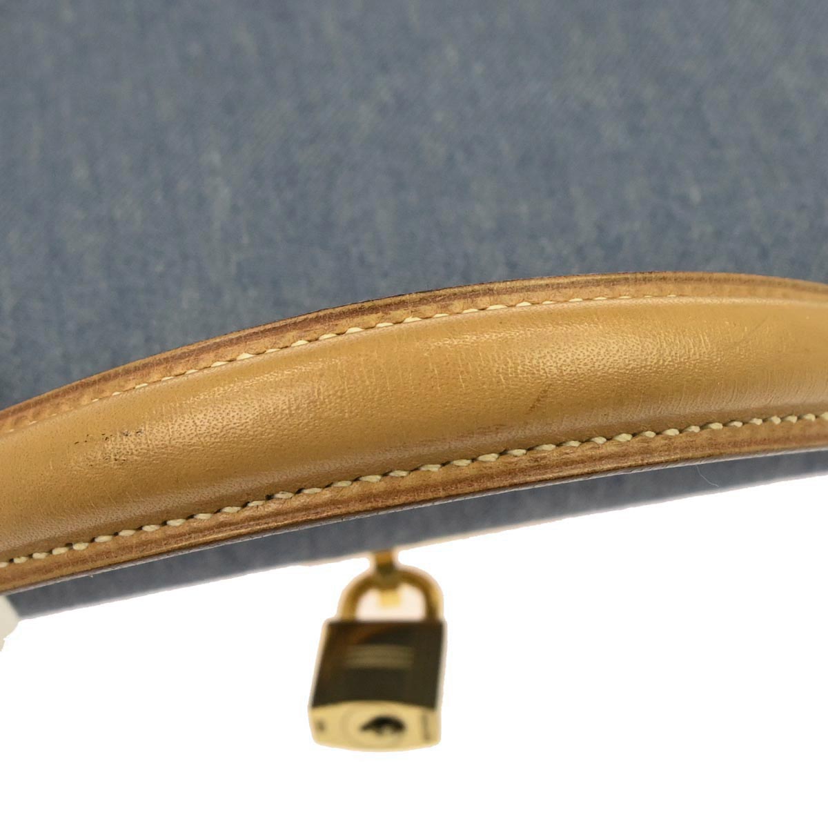 Hermes Blue Natural Toile Jean Vache Kelly 32 Sellier 2way Shoulder Handbag