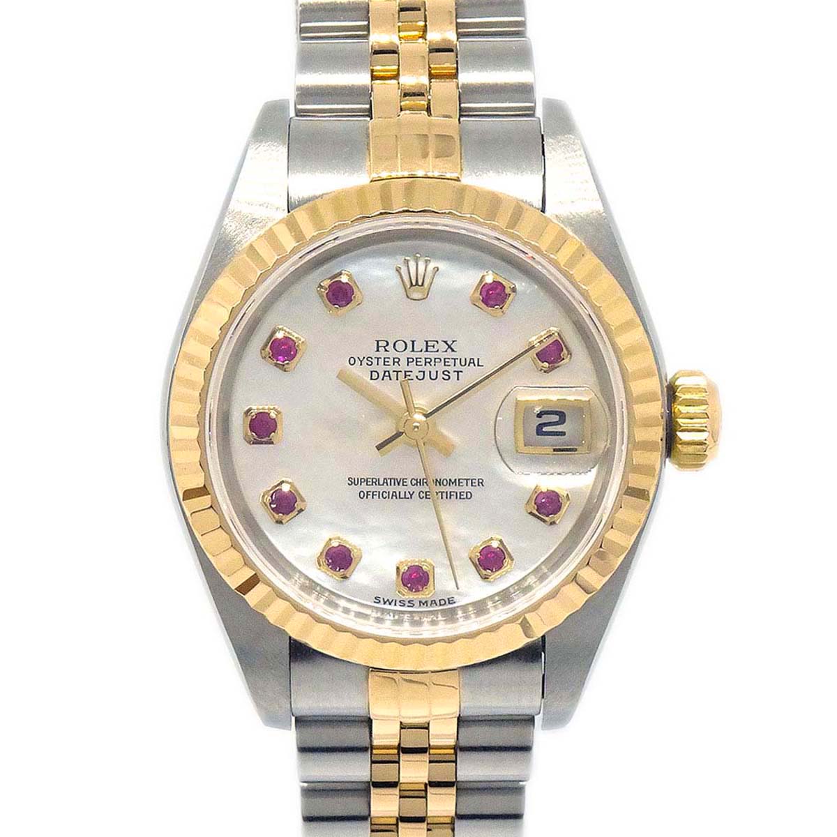 Rolex Oyster Perpetual Datejust 26mm Ref.79173NGR Watch SS 18KYG Ruby