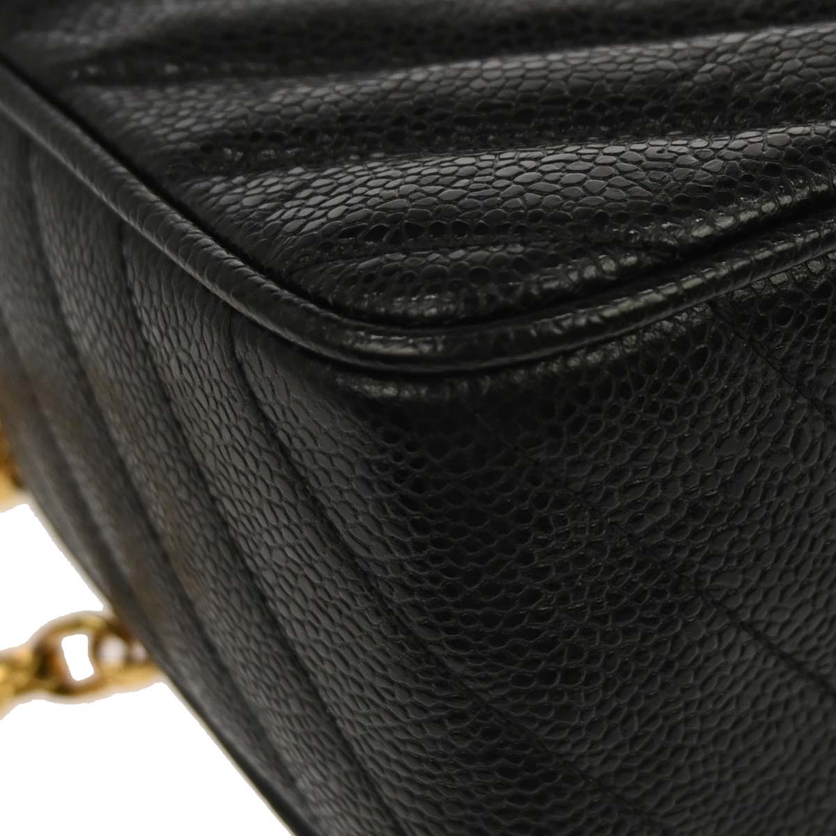 Chanel 1991-1994 Black Calfskin Bias Stitch Camera Bag Mini