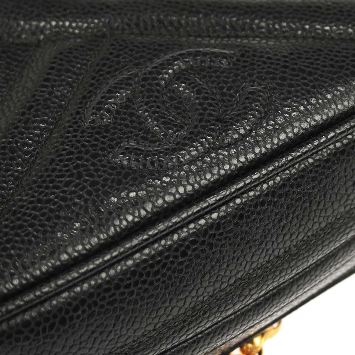 Chanel 1991-1994 Black Calfskin Bias Stitch Camera Bag Mini