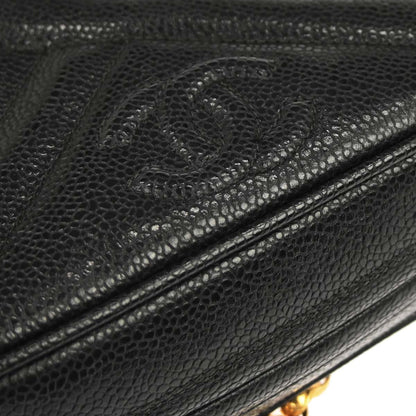 Chanel 1991-1994 Black Calfskin Bias Stitch Camera Bag Mini