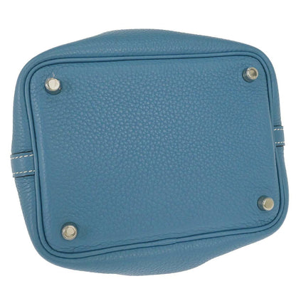 Hermes Blue 2014 Jean Taurillon Clemence Picotin Lock 18 PM Handbag
