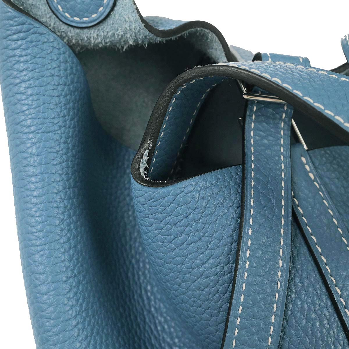 Hermes Blue 2014 Jean Taurillon Clemence Picotin Lock 18 PM Handbag