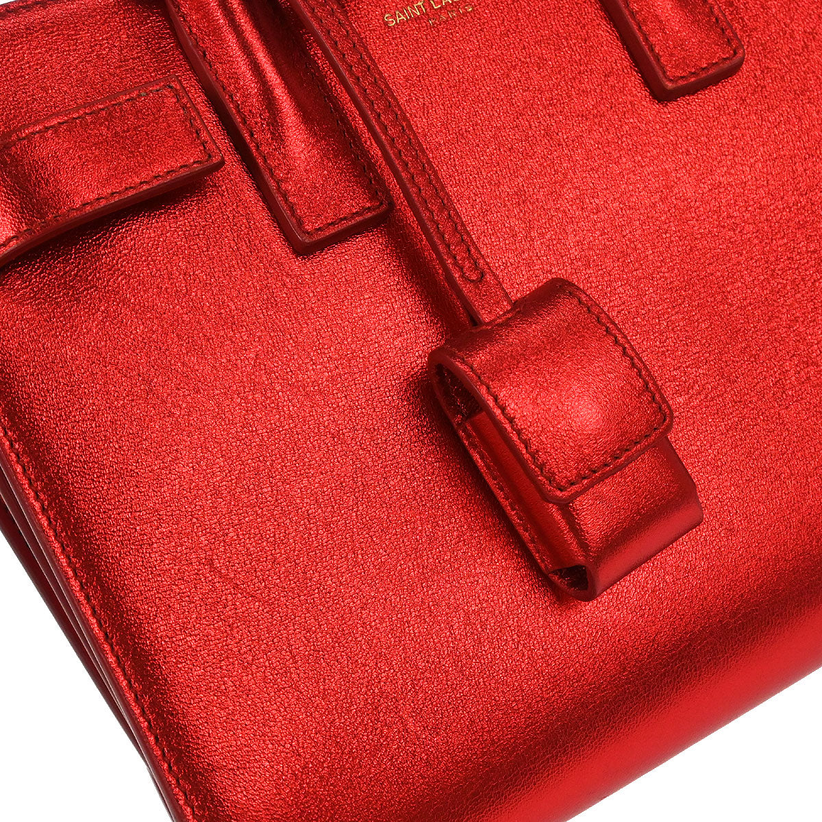 Saint Laurent Metallic Red Sac de Jour 2way Shoulder Handbag