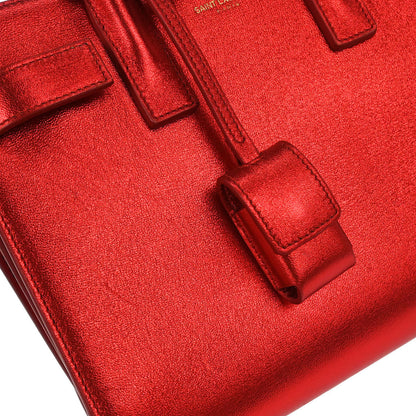 Saint Laurent Metallic Red Sac de Jour 2way Shoulder Handbag