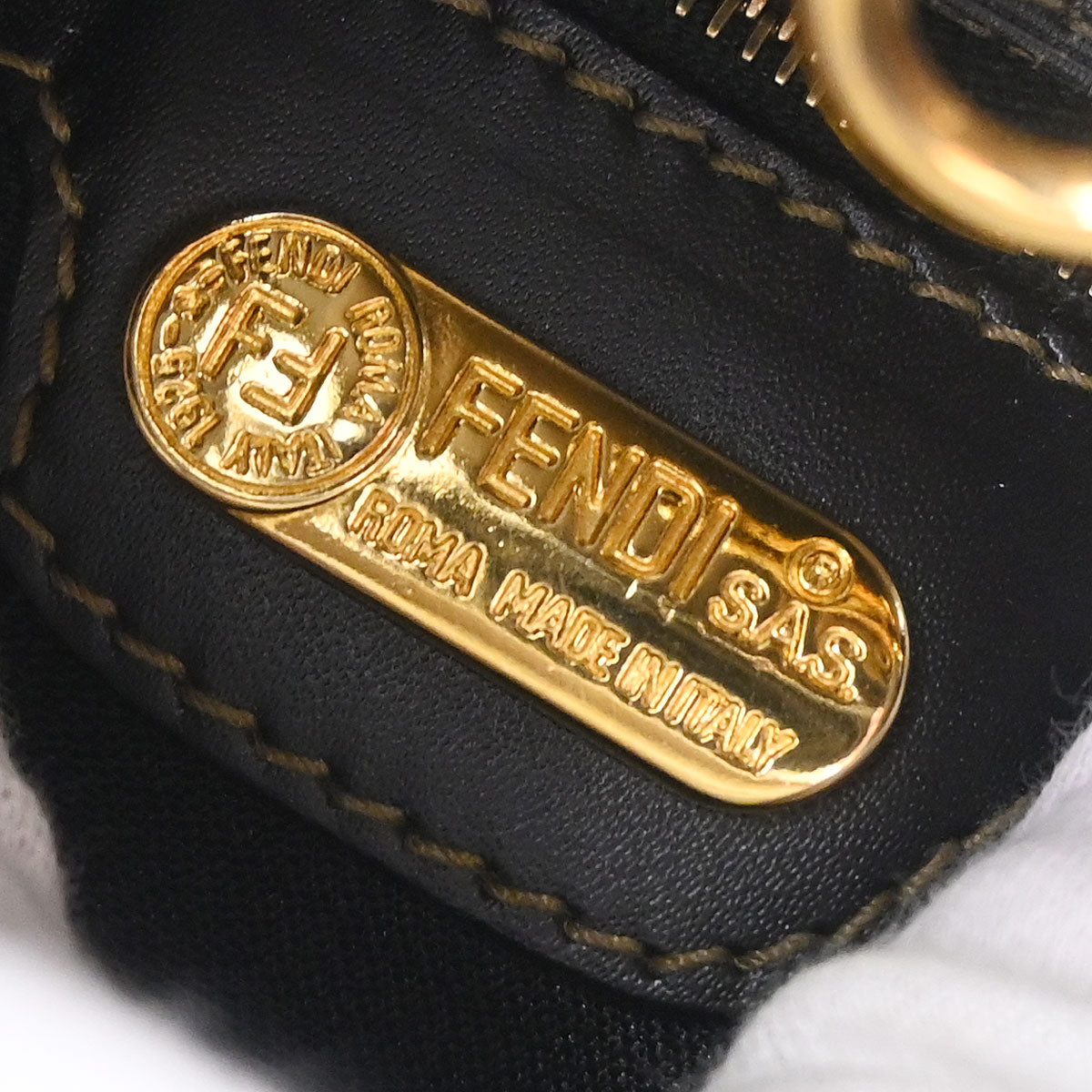 Fendi Brown Black Pequin Shoulder Bag