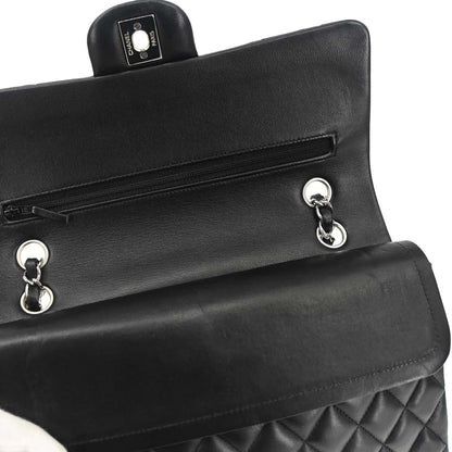 Chanel 2014 Black Lambskin Medium Classic Double Flap Shoulder Bag