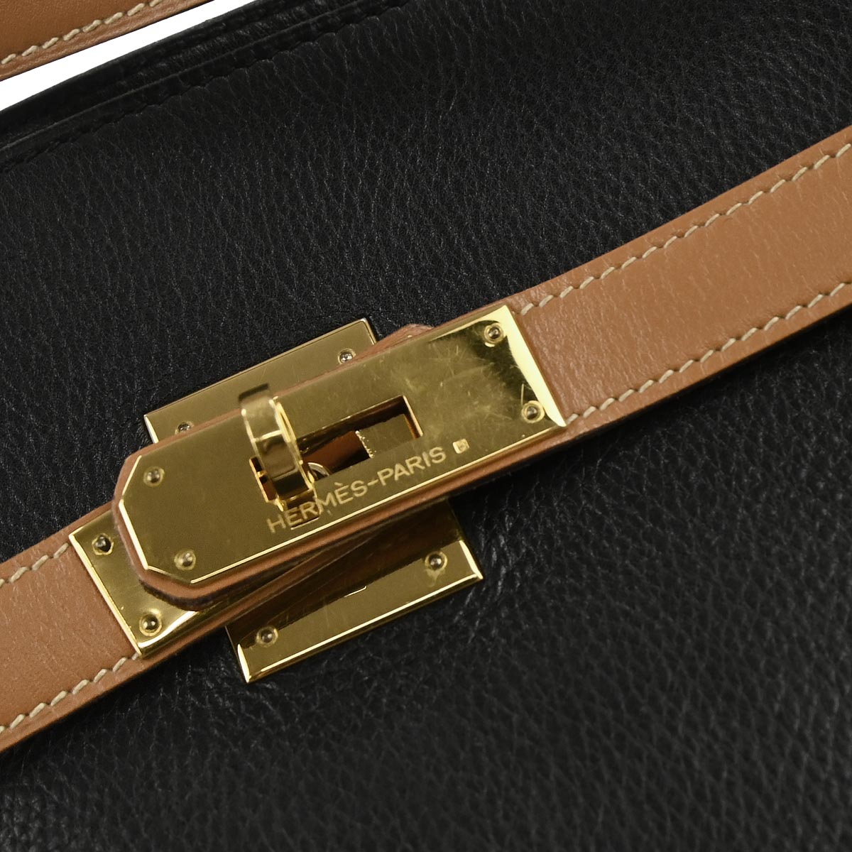 Hermes Black Ardennes Kelly Sport GM Shoulder Bag