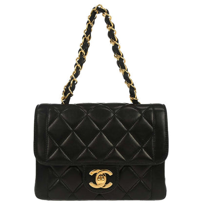 Chanel 1994-1996 Black Lambskin Mini Square Flap Handbag 17