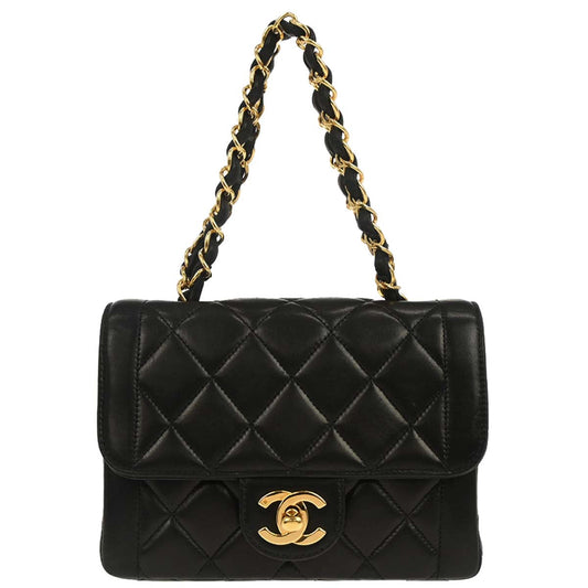 Chanel 1994-1996 Black Lambskin Mini Square Flap Handbag 17