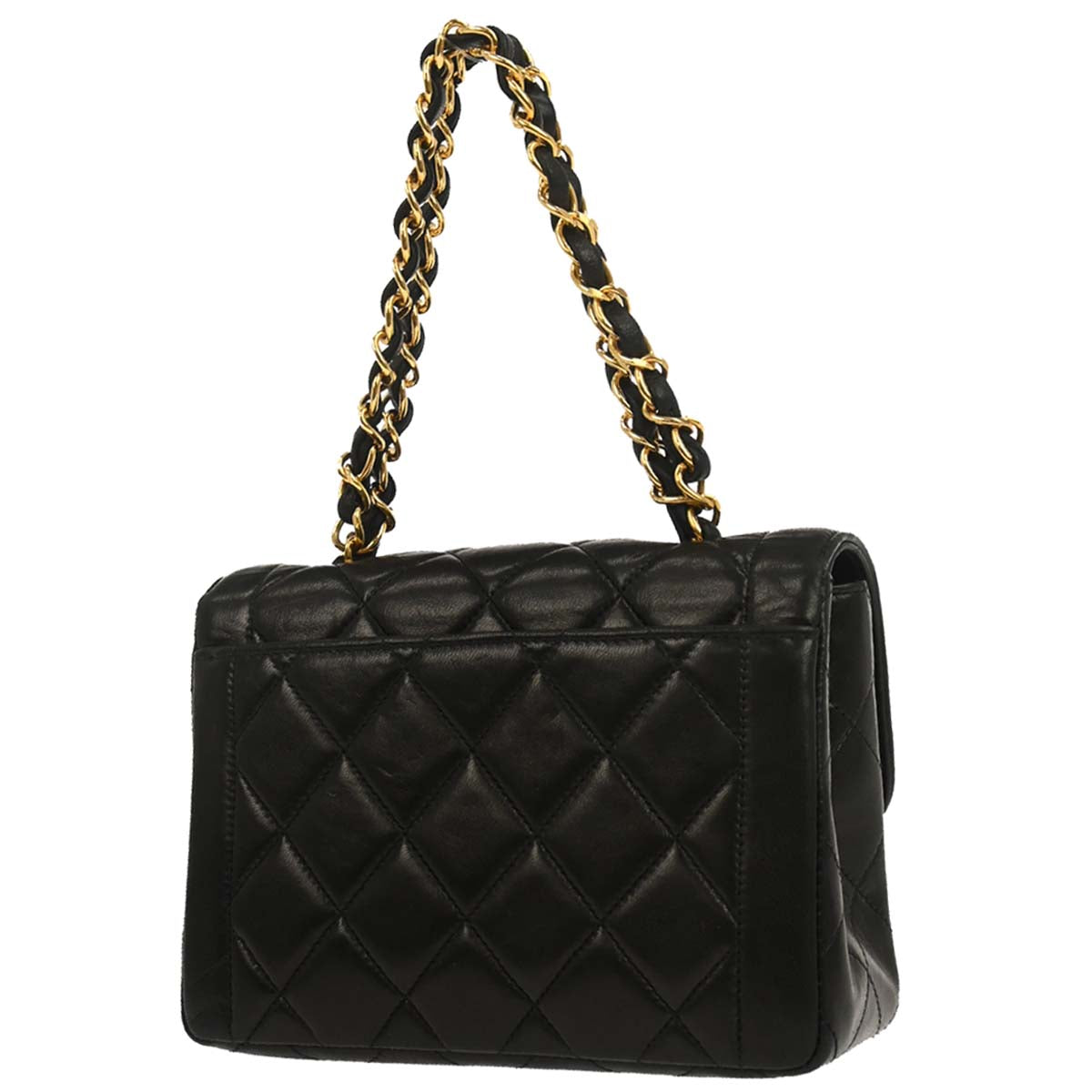 Chanel 1994-1996 Black Lambskin Mini Square Flap Handbag 17
