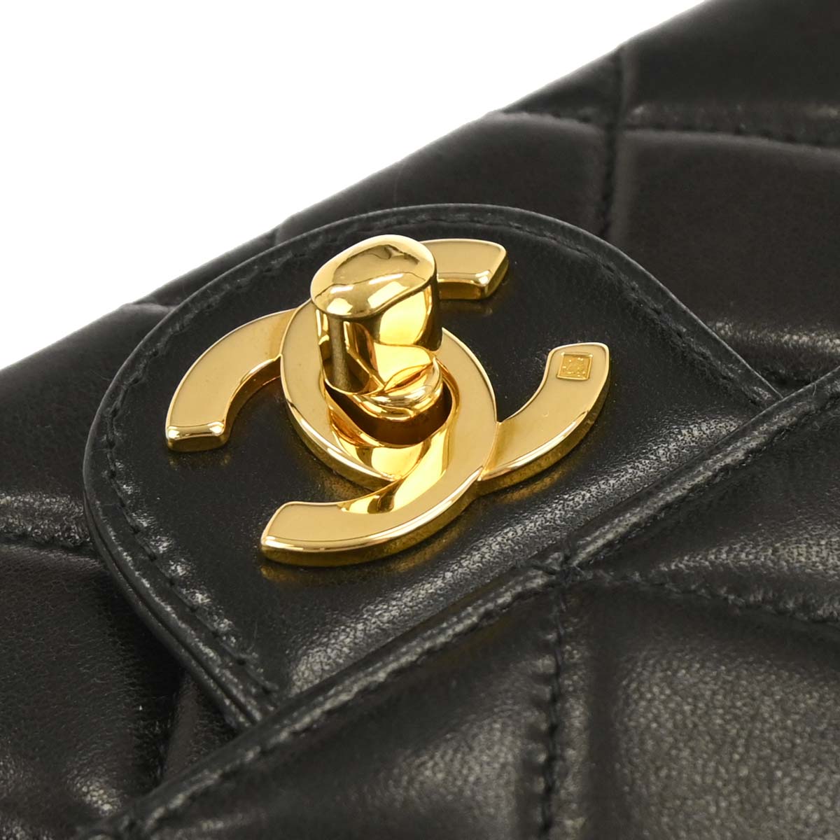 Chanel 1994-1996 Black Lambskin Mini Square Flap Handbag 17