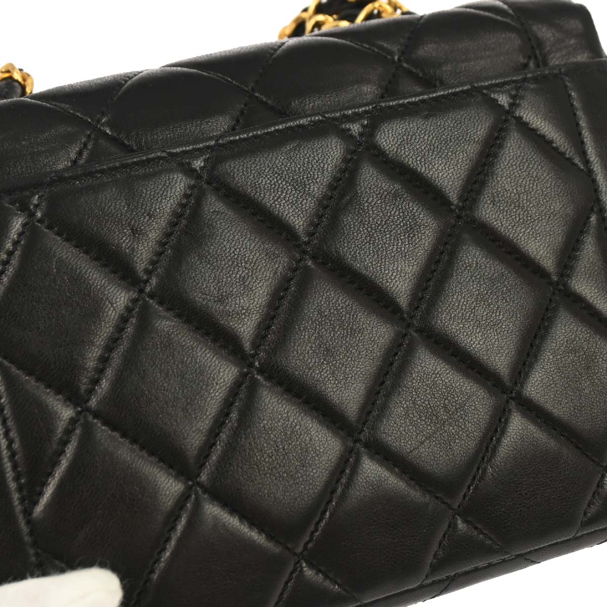 Chanel 1994-1996 Black Lambskin Mini Square Flap Handbag 17