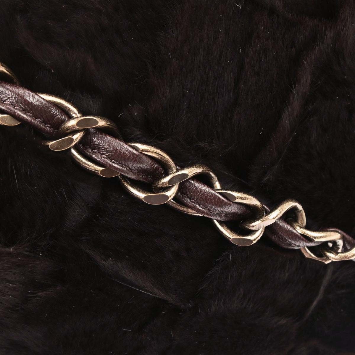 Chanel 2000-2002 Brown Rabbit Fur Jumbo Straight Flap Shoulder Bag