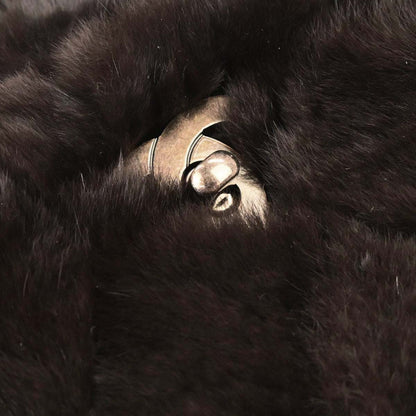 Chanel 2000-2002 Brown Rabbit Fur Jumbo Straight Flap Shoulder Bag