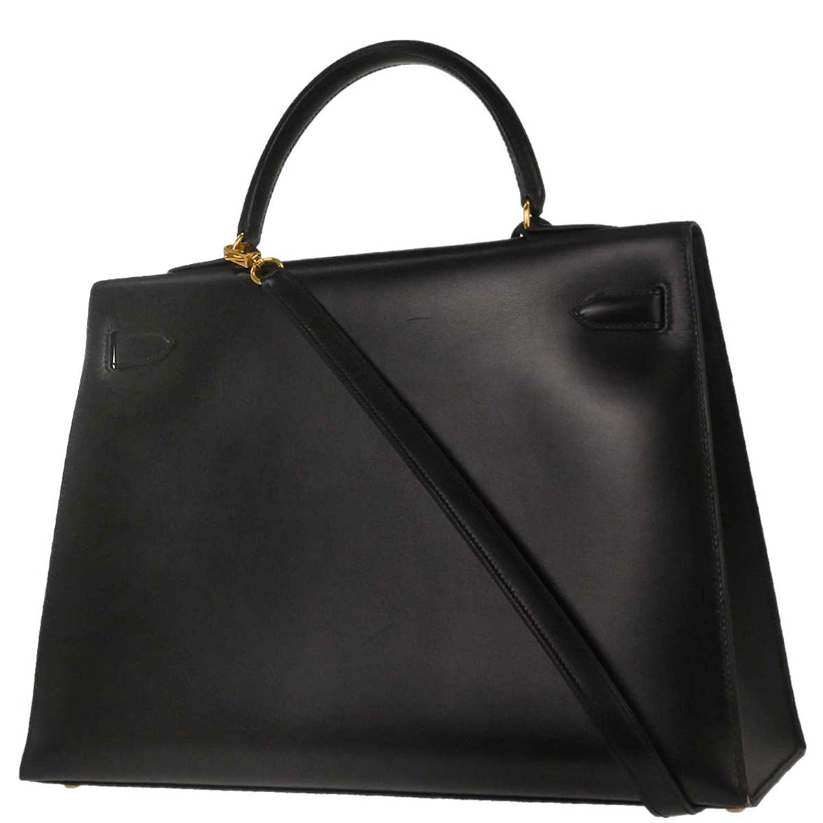 Hermes Black Box Calf Kelly 35 Sellier 2way Shoulder Handbag