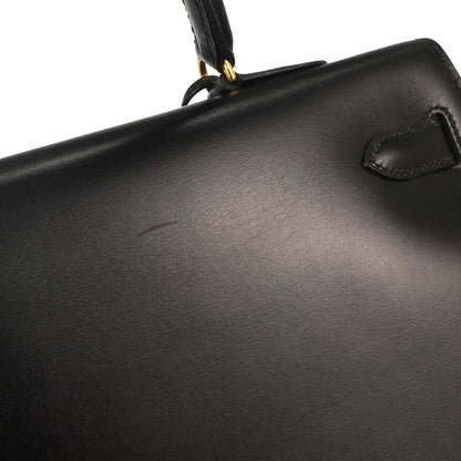 Hermes Black Box Calf Kelly 35 Sellier 2way Shoulder Handbag