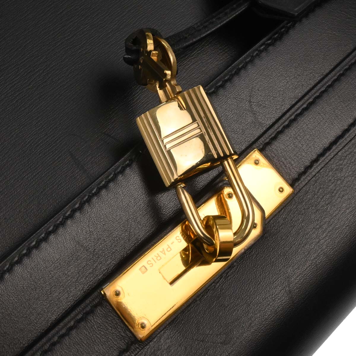 Hermes Black Box Calf Kelly 35 Sellier 2way Shoulder Handbag