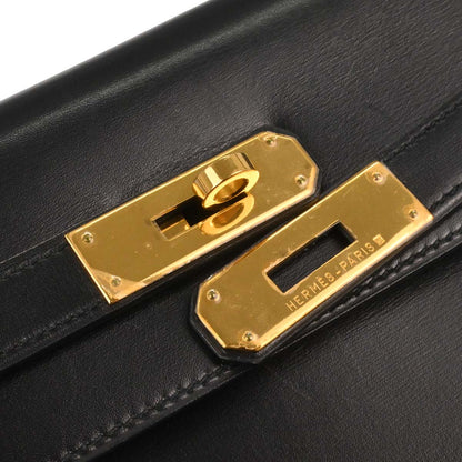 Hermes Black Box Calf Kelly 35 Sellier 2way Shoulder Handbag