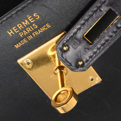 Hermes Black Box Calf Kelly 35 Sellier 2way Shoulder Handbag