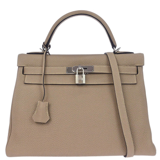 Hermes Argile Togo Kelly 32 Retourne 2way Shoulder Handbag