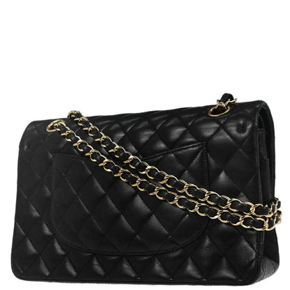Chanel 2012 Black Lambskin Medium Classic Double Flap Shoulder Bag