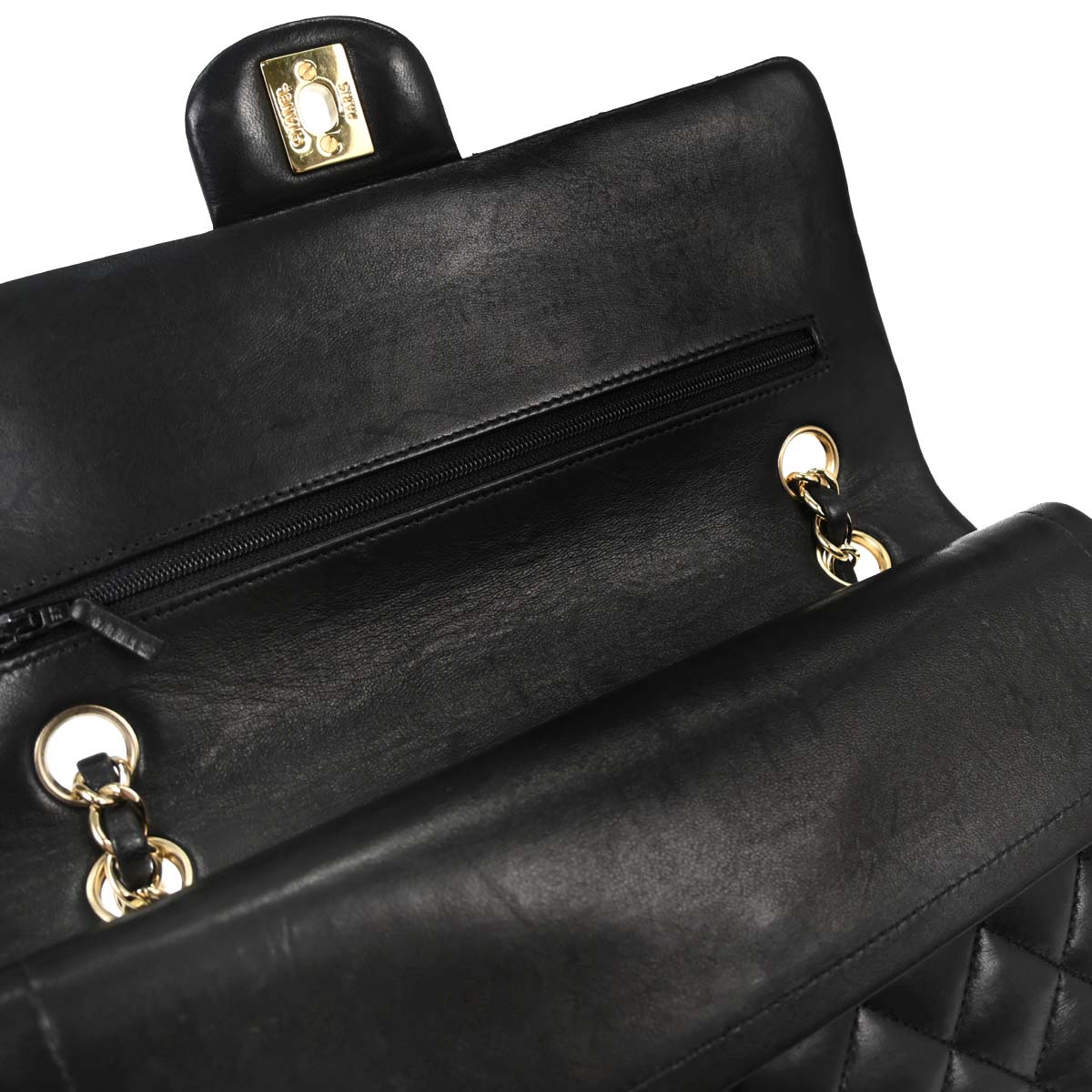 Chanel 2012 Black Lambskin Medium Classic Double Flap Shoulder Bag