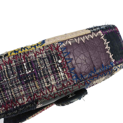 Chanel 2012 Navy Tweed Single Flap Patchwork Shoulder Bag