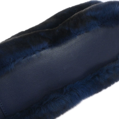 Chanel 2015-2016 Navy Rabbit Fur Shoulder Bag