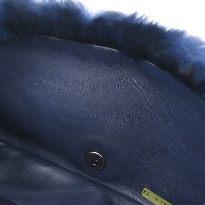 Chanel 2015-2016 Navy Rabbit Fur Shoulder Bag