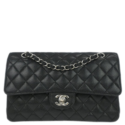 Chanel 2011 Black Caviar Skin Medium Classic Double Flap Shoulder Bag