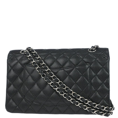 Chanel 2011 Black Caviar Skin Medium Classic Double Flap Shoulder Bag