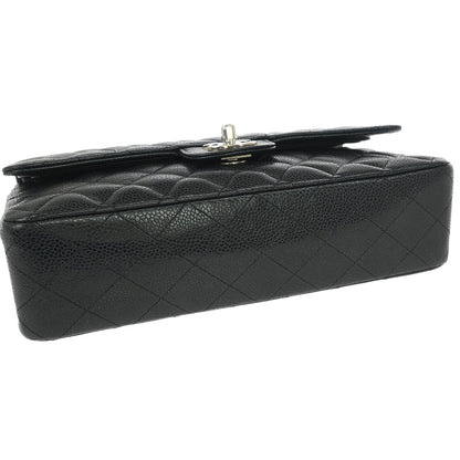 Chanel 2011 Black Caviar Skin Medium Classic Double Flap Shoulder Bag