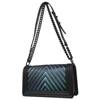 Boy Chanel Black Lambskin Chevron Medium Shoulder Bag