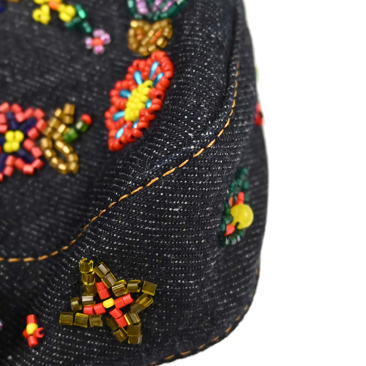 Fendi Navy Denim Beaded Baguette Handbag
