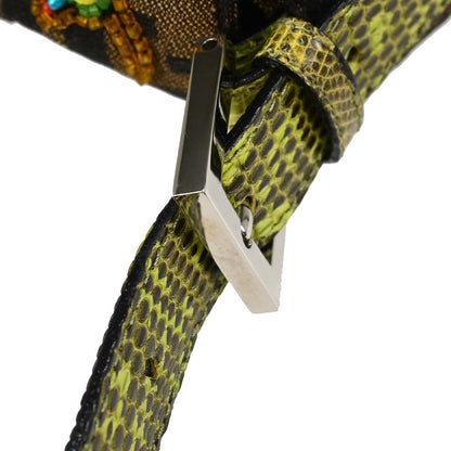 Fendi * Lizard Zucca Beaded Mamma Baguette Handbag