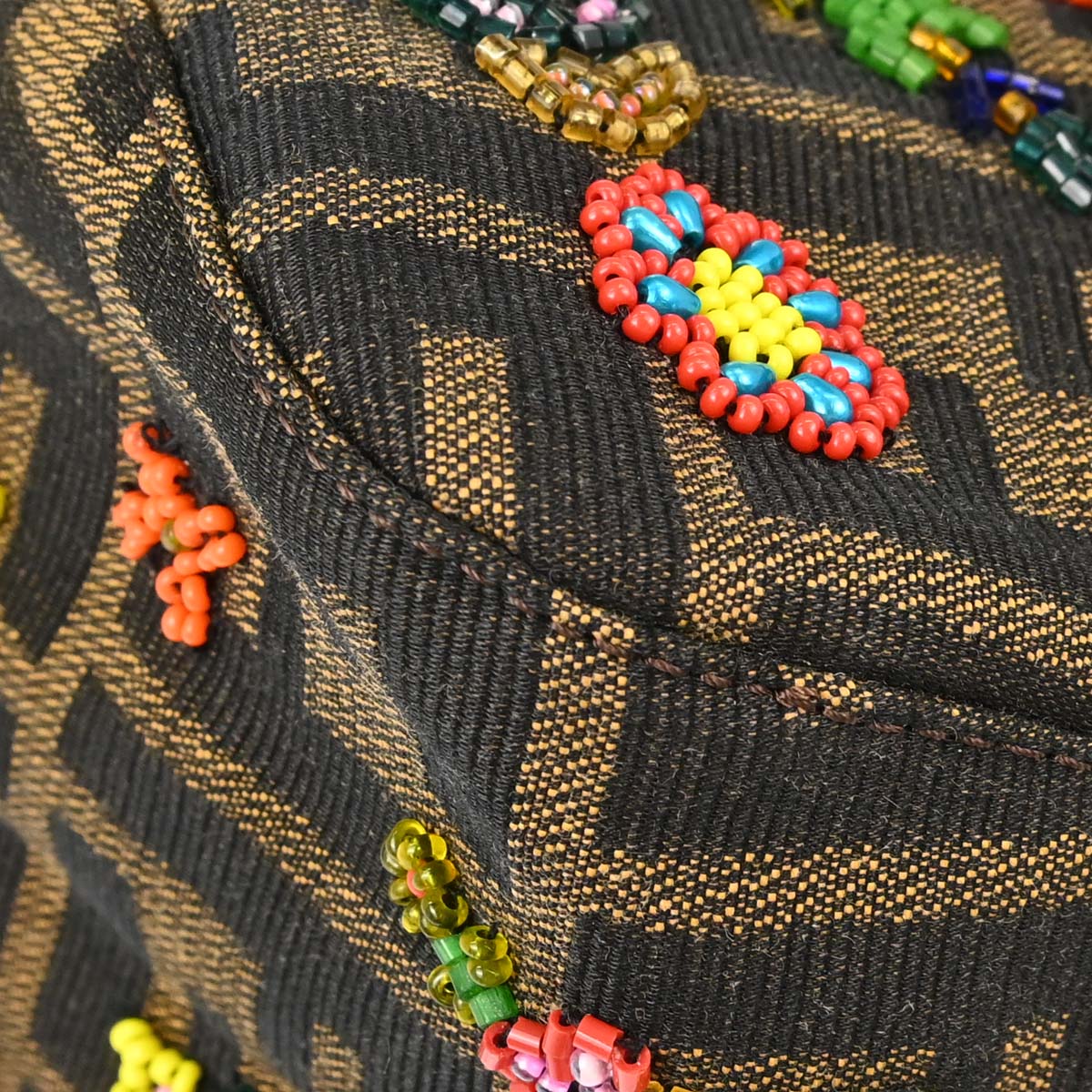 Fendi * Lizard Zucca Beaded Mamma Baguette Handbag