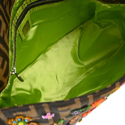 Fendi * Lizard Zucca Beaded Mamma Baguette Handbag