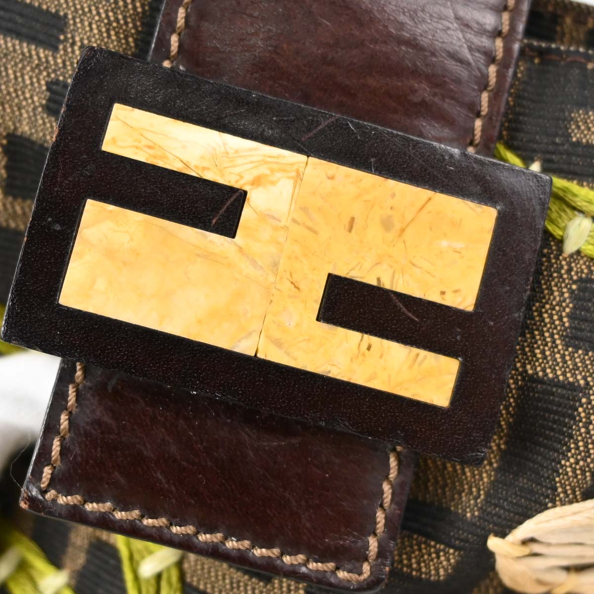 Fendi Brown Canvas Zucca Floral Embroidery Shoulder Bag