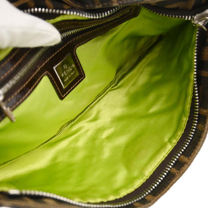 Fendi Brown Canvas Zucca Floral Embroidery Shoulder Bag