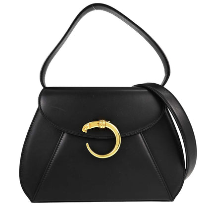 Cartier Black Leather Panthere 2way Shoulder Handbag