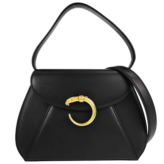 Cartier Black Leather Panthere 2way Shoulder Handbag