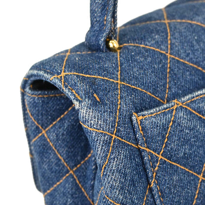 Chanel 1996-1997 Blue Denim Kelly Top Handle Handbag