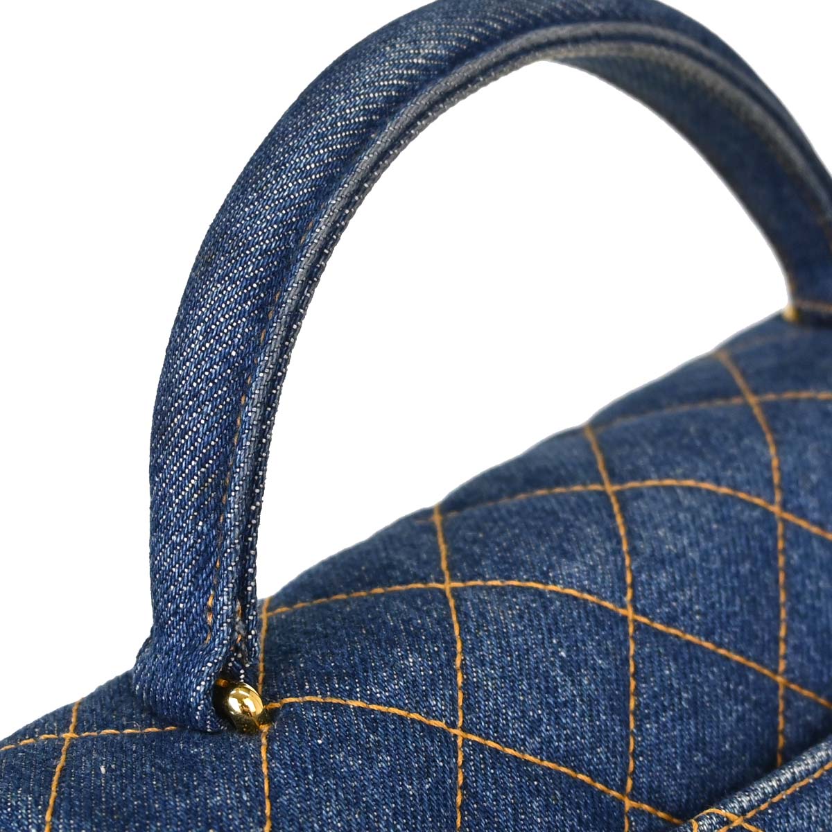 Chanel 1996-1997 Blue Denim Kelly Top Handle Handbag