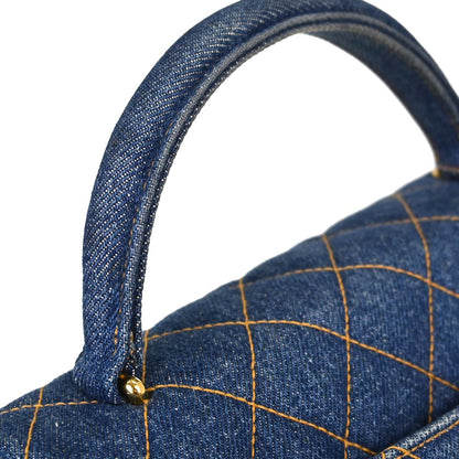 Chanel 1996-1997 Blue Denim Kelly Top Handle Handbag