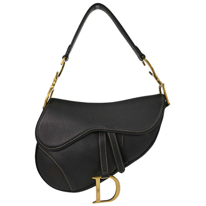 Christian Dior Black Leather Saddle Handbag