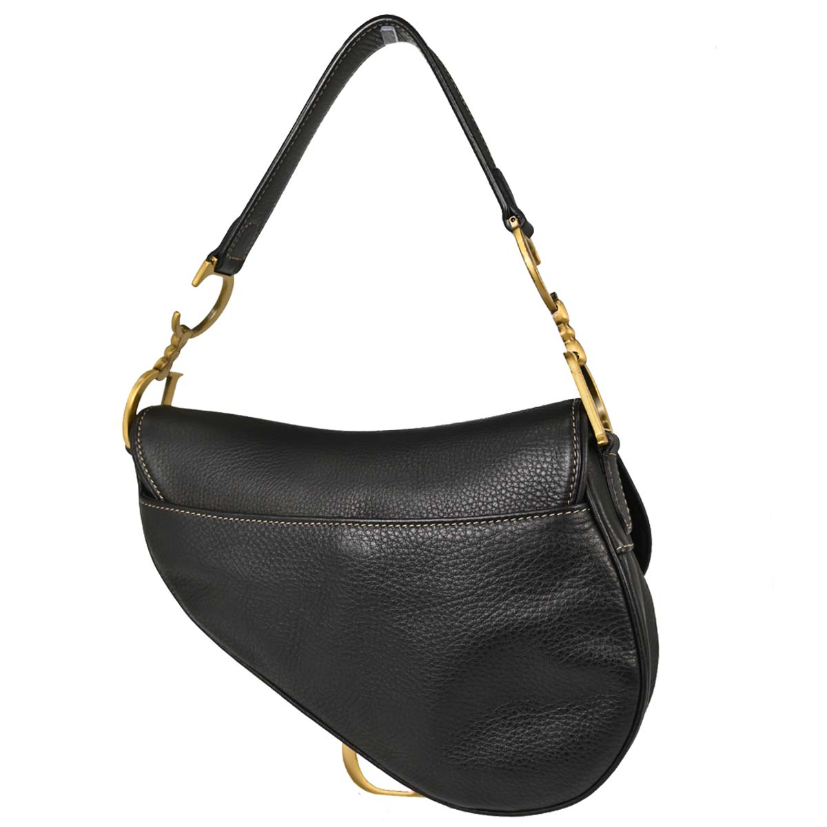 Christian Dior Black Leather Saddle Handbag