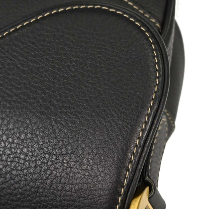 Christian Dior Black Leather Saddle Handbag