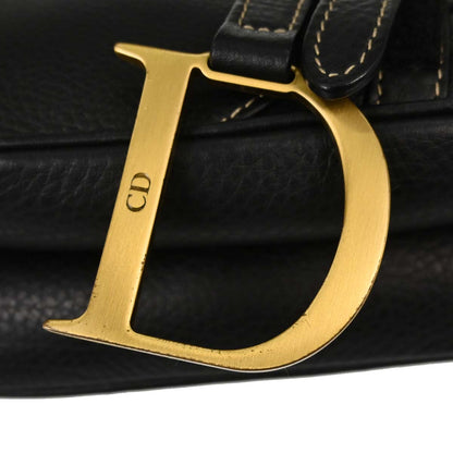 Christian Dior Black Leather Saddle Handbag