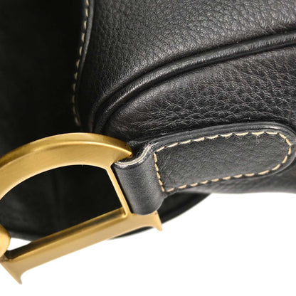 Christian Dior Black Leather Saddle Handbag